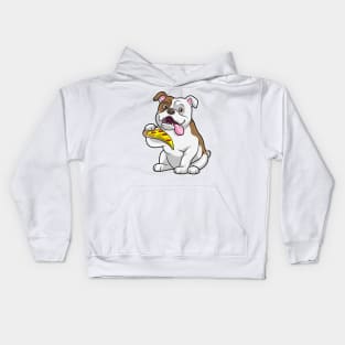 Bulldog with Piece of Pizza Kids Hoodie